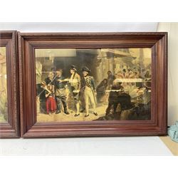After Fred Roe, pair of colour prints of Lord Nelson, one titled 'Good-bye My lads', the other depicting Nelson walking through the streets of Portsmouth, 52 x 81cm, modern mahogany frames (2)