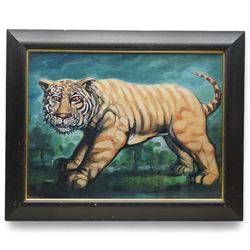 After Peter Howson (Scottish 1958-): Tiger, colour print in ebonised frame 53cm x 69cm