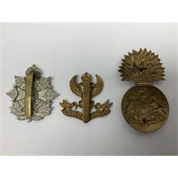 Fifteen Scottish Glengarry and other metal military badges including Argyll & Sutherland, Royal Glasgow Yeomanry, Cameronians, Lanarkshire Yeomanry, Kings Scottish Own Borderers, Highland Light Infantry, Border Regiment, Lowland Regiment, Lothians & Border Horse Yeomanry, Ayrshire Earl of Carricks Own Yeomanry etc
