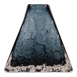 Geoffrey Baxter (British, 1922-1995) for Whitefriars, indigo pyramid vase, circa 1970, H17.5cm 