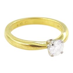 18ct gold single stone round brilliant cut diamond ring, Sheffield 2007, diamond 0.40 carat