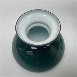 Miller & Sons Piccadilly polished brass double adjustable student's oil lamp, with green glass shades, H52cm