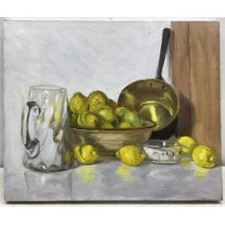 Neil Tyler (British 1945-): 'Lemons', oil on canvas signed, titled verso 51cm x 61cm (unframed)