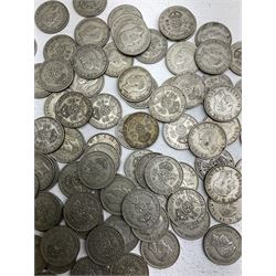 Approximately 1075 grams of Great British pre 1947 silver two shillings coins