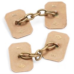 Pair of early 20th century 9ct gold cufflinks, with enamel decoration, stamped