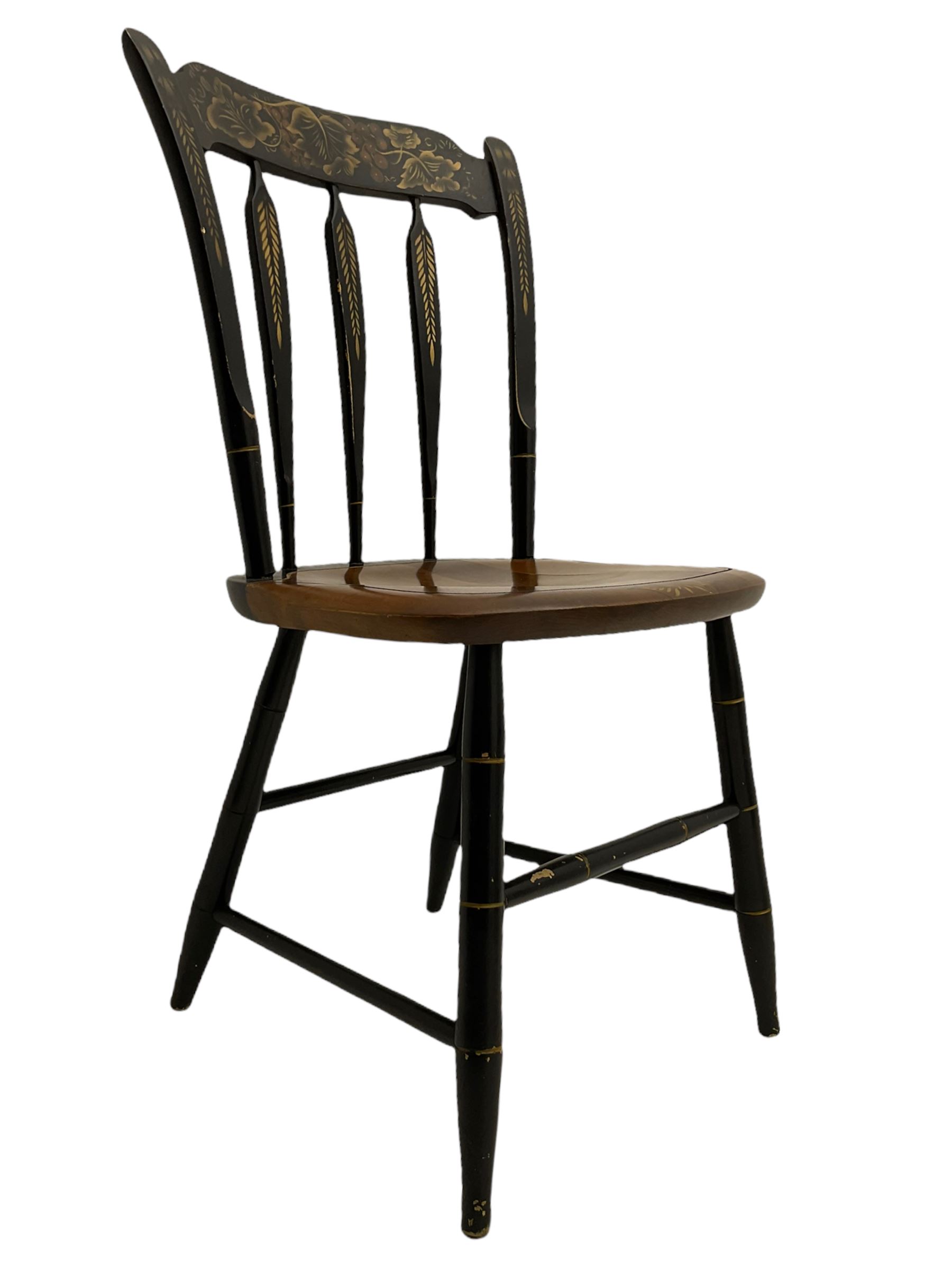 Set of four Hitchcock chairs, ebonised and painted detail