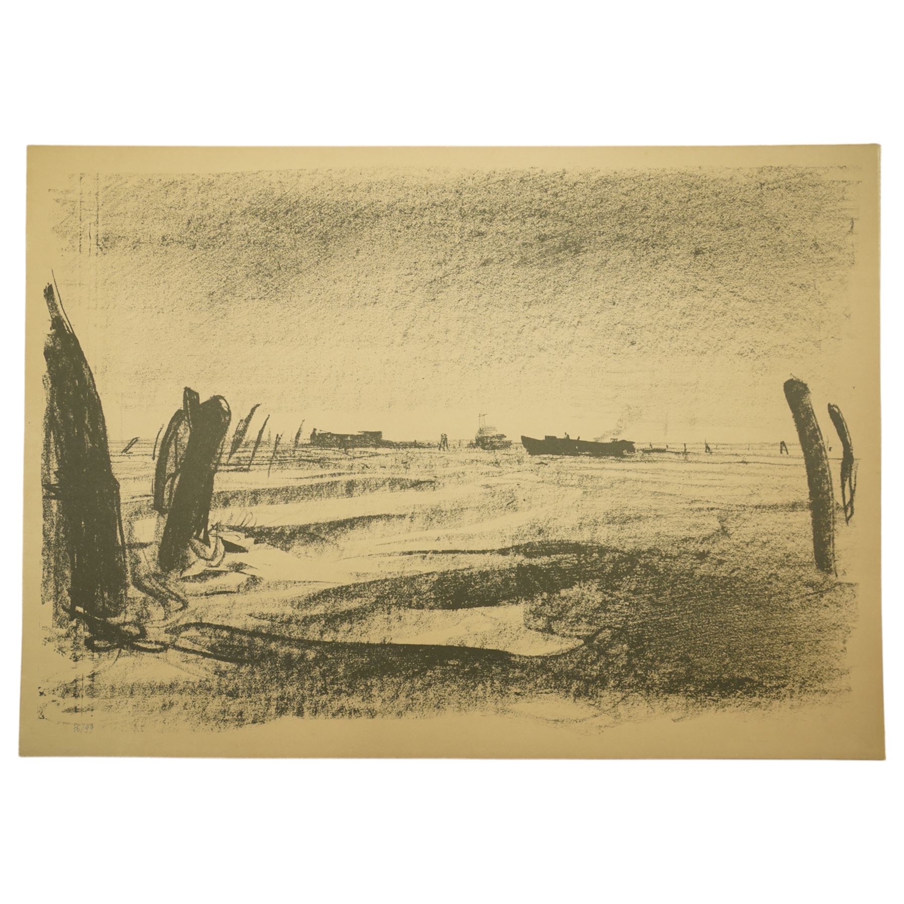 Pietro Annigoni OMRI (Italian 1910-1988): 'Venetian Impressions', set six monochrome lithographs on magnani paper signed and numbered in pencil with blindstamp, together with each original casing and text 50cm x 71cm (6) (unframed)