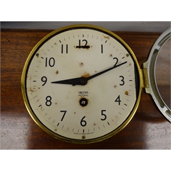  Smiths Astral bulkhead type clock, white Arabic dial with single train movement, D18cm   