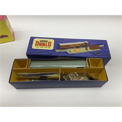Hornby Dublo - Breakdown Crane No.4062 boxed with screw jacks; D1 Girder Bridge, boxed; and T.P.O. Mail Van Set, boxed with instructions, mail bags, switch and tested tag (3)