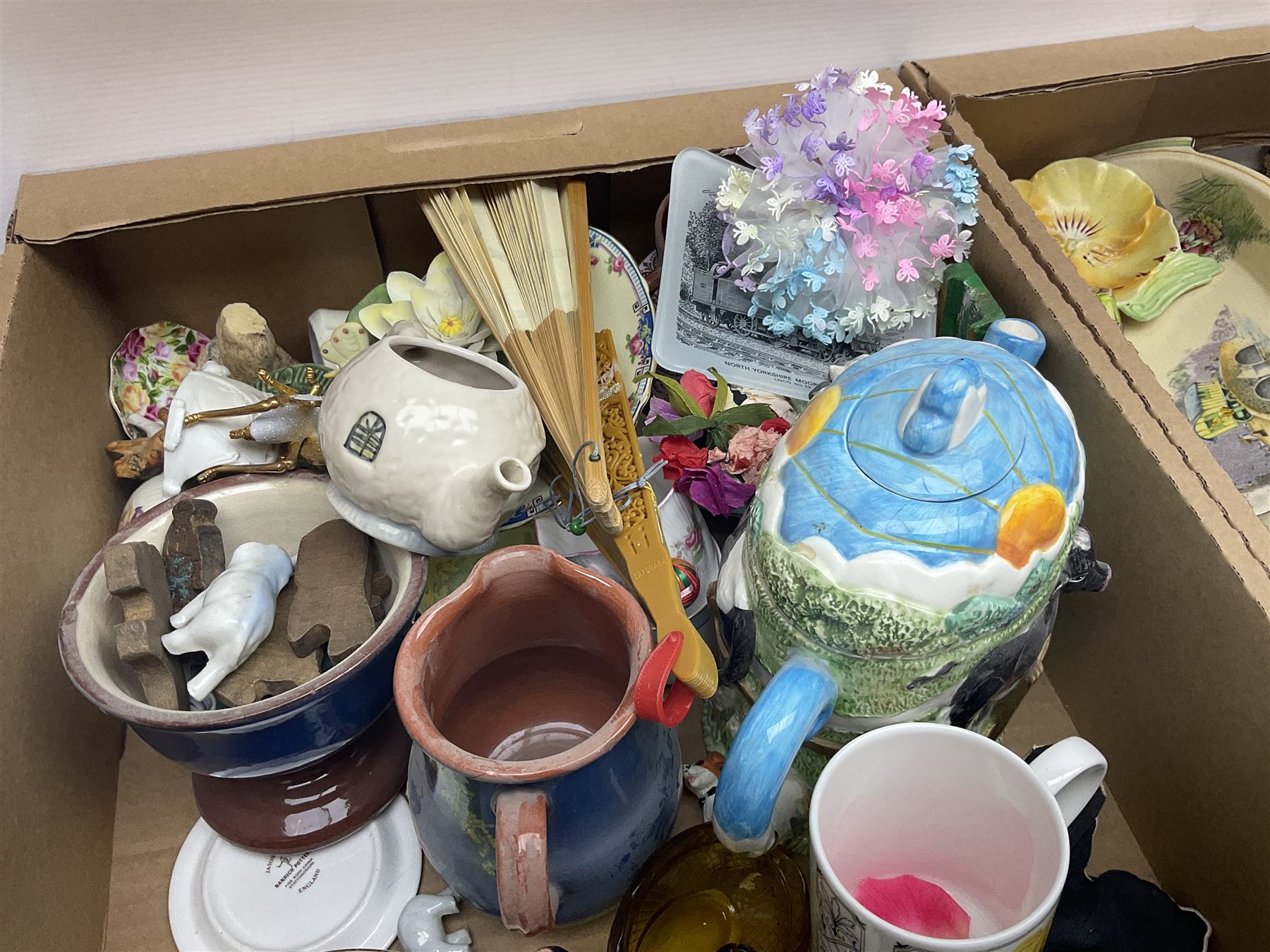 Teacups and saucers, including examples by Royal Worcester, Paragon and Shelley, together with a collection of other ceramics and collectables, in three boxes