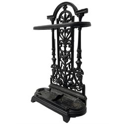 Victorian design black painted cast iron stick stand