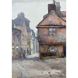 Charles William Adderton (British 1866-1944): 'Quay Street Scarborough', watercolour signed with monogram and dated 1894, 25cm x 17.5cm (unframed)
Provenance: direct from the family of the artist Harry Wanless 1872-1934, part of a collection never previously seen on the market
Notes: Adderton was a friend of the brothers Harry and Charles Wanless, all of whom studied under Albert Strange at the Scarborough School of Art School. Adderton had a studio at 55 Sandside, Scarborough between 1894 and 1901, he moved to Ockbrook Derby and later to Robin Hoods Bay where he was a member of the Fylingdales Group of Artists