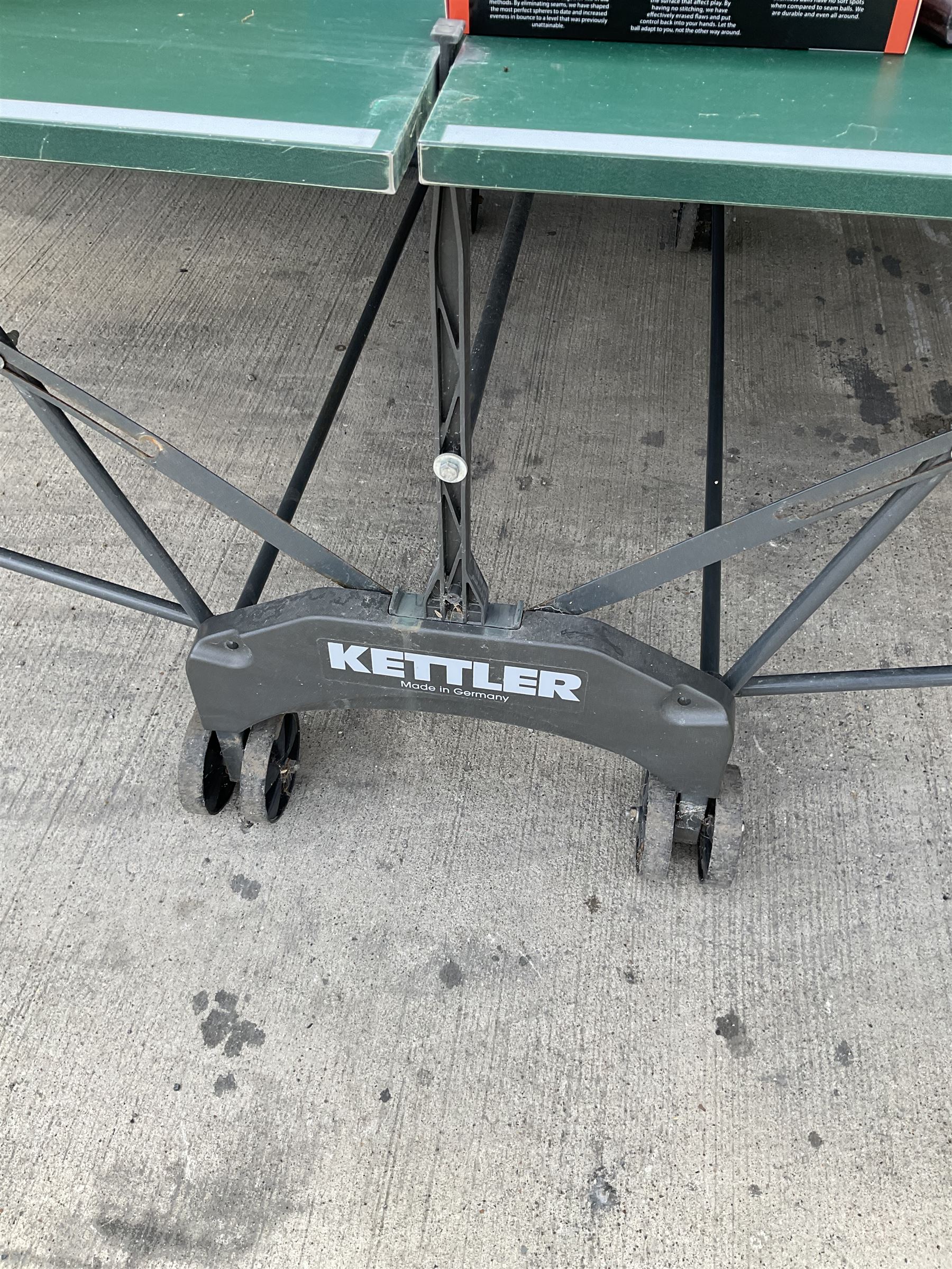 Kettler Riga outdoor tennis table with waterproof cover, net, bat and balls, 153cm x 275cm - THIS LOT IS TO BE COLLECTED BY APPOINTMENT FROM DUGGLEBY STORAGE, GREAT HILL, EASTFIELD, SCARBOROUGH, YO11 3TX