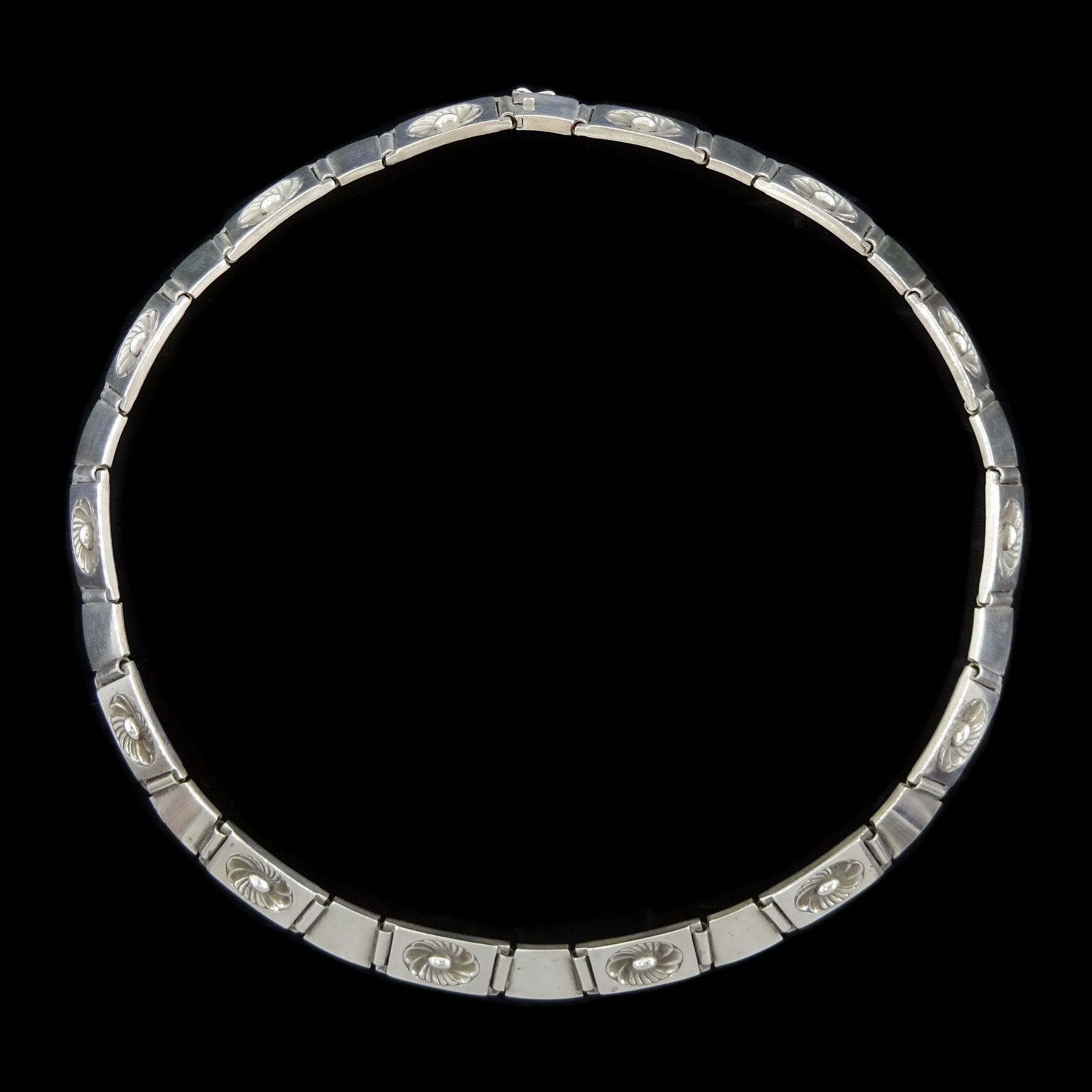 Georg Jensen silver necklace No. 60B, London import mark 1957