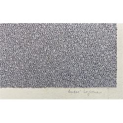 André Lejosne (French 1929-?): L'Enfant, artists proof lithograph signed and indistinctly titled in pencil, inscribed with poem verso 39cm x 43cm; Abstract Pyramid, lithograph unsigned 87cm x 60cm (2)