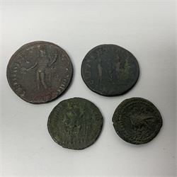 Ancient Roman Coinage, group of seventeen bronze and copper-alloy coins to include Maximianus and Galeria Valeria, along with an unidentified 76% silver round, overall weight 14g