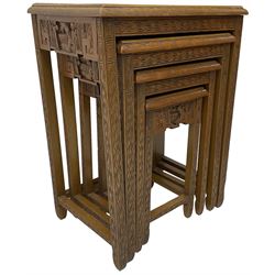 Mid-to-late 20th century Singapore carved hardwood nest of four tables