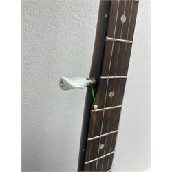 Rally five-string banjo with mahogany solid back L101cm in soft carrying case; and Brunswick Model BF200 acoustic guitar L103cm; with small quantity of instructional DVDs and booklets