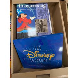 Collection of Walt Disney books and two posters, including The Disney Treasures, Before The Animation Begins, Inside The Dream, The Lost Notebook, etc, in two boxes