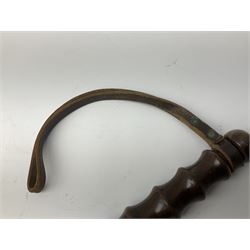 Three police turned hardwood truncheons comprising two patrol truncheons and WPC short truncheon (3)