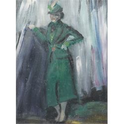 AFC Lamont (Scottish Early 20th century): Portrait of a Lady in a Green Dress and 'the New...