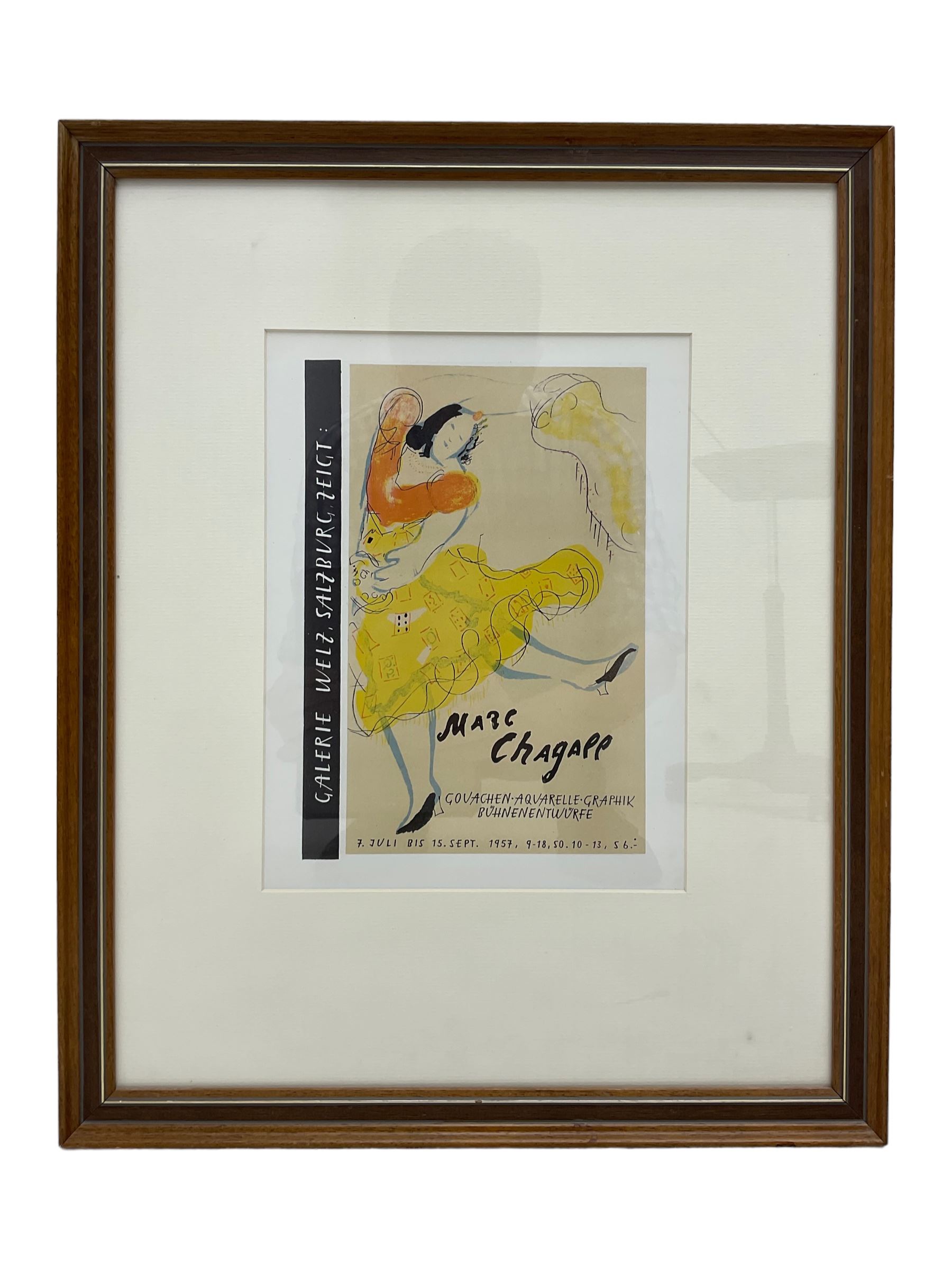 After Marc Chagall (French 1887-1985): 'Galerie Welz Salsalzburg', lithographic print pub. Mourlot 1959, 25cm x 17cm