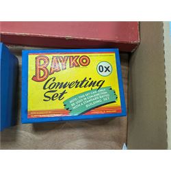 Meccano number 8 set, Bell's Double your money game, Bayko building set and converter kits