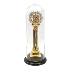After William Smith of Musselburgh - Contemporary brass skeleton clock, circular enamel Arabic chapter ring signed 'Wm Smith, Musselburgh Maker & Inventor', spring driven fusee movement, on stepped circular black marble base and under glass dome, H60cm (including dome) 