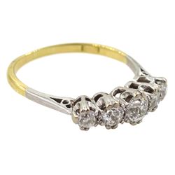 18ct gold five stone old cut diamond ring, total diamond weight approx 0.75 carat