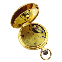 Victorian 18ct gold pocket watch, top wind by Samuel Sharpe, Retford No. 48253, case makers mark F.K, London 1880, in original box

Notes: By direct decent from Sharpe family