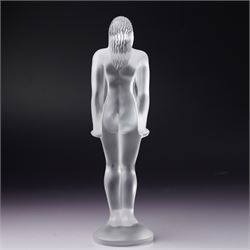 Lalique 'Josephine' frosted glass figure, modelled as a nude figure with her hands to her sides, marked Lalique France to base, H19.5cm