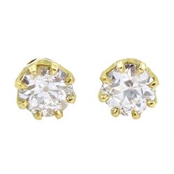 Pair of 18ct gold round brilliant cut diamond stud earrings, stamped 750, total diamond weight approx 1.00 carat