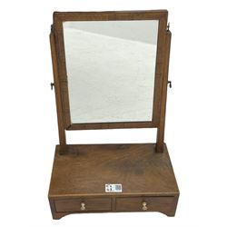 Early 20th century oval mahogany dressing table mirror (W82cm), a similar dressing table mirror, and two small 19th century swing mirrors (4)