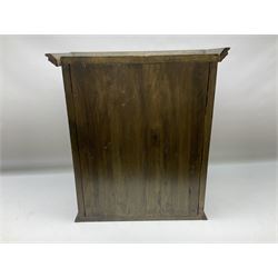 Oak dole cupboard / food hutch, the hinged panelled door with turned spindles enclosing a single shelf interior, H52cm D17cm W46cm