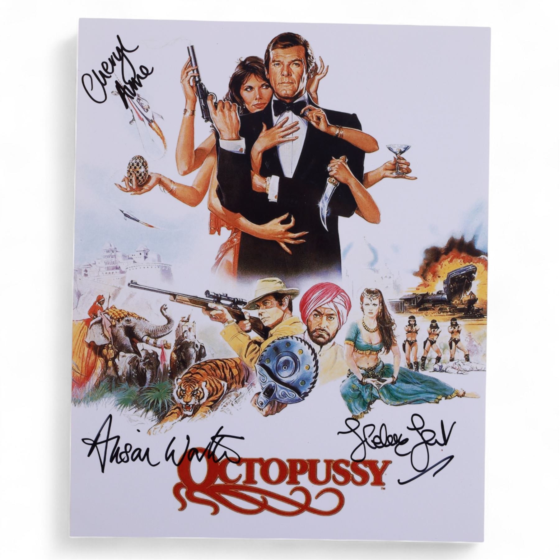 Collection of James Bond related signed film stills and promotional photographs, including Sean Connery and Pierce Brosnan promotional shots, Desmond Llewelyn, Octopussy poster, John Glenn, Blanche Ravalel, Geoffrey Holder and Julian Glover, all with certificates of authenticity
