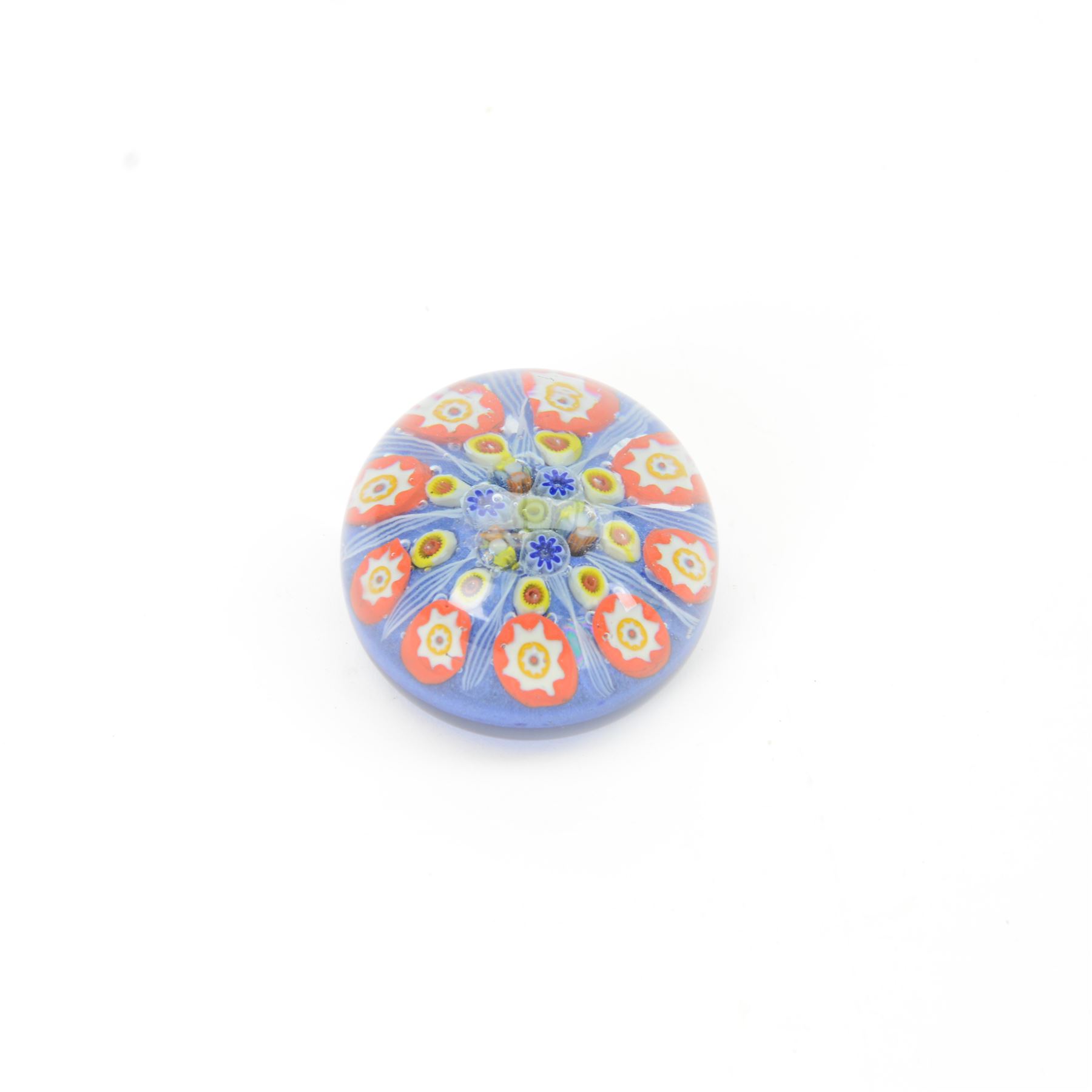 Six millefiori paperweights, two of eight pointed star form, four of domed form