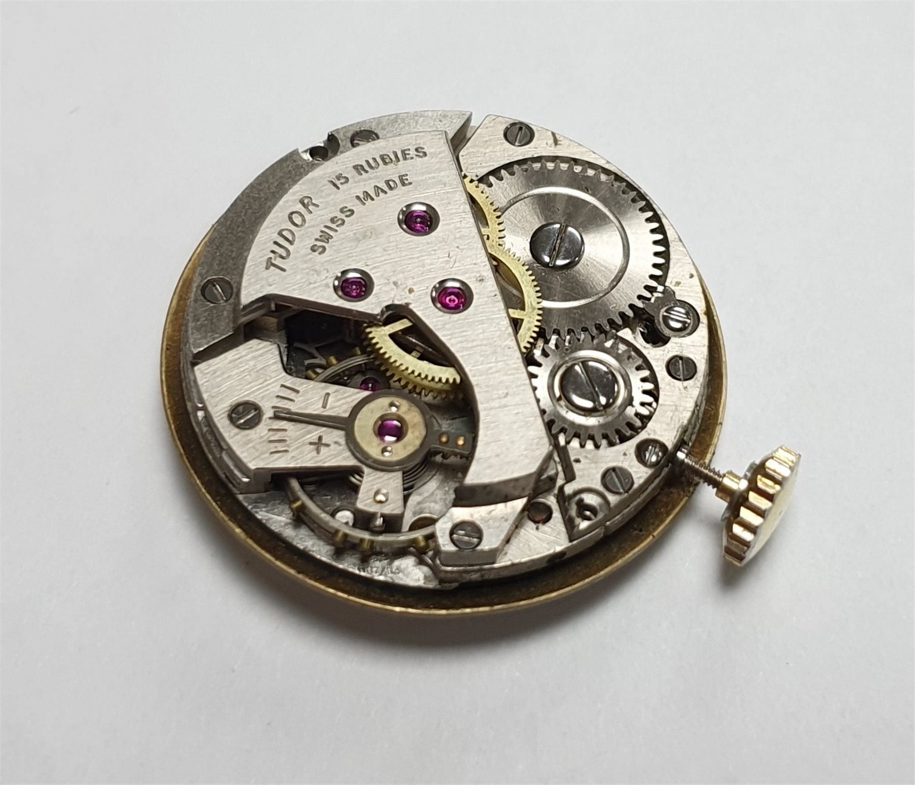 Tudor 9ct gold wristwatch, back case stamped Rolex 8018, Edinburgh 1957, on gilt expanding strap