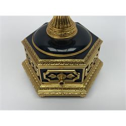 Franklin Mint House of Faberge; The Imperial Jeweled Egg Chess set, the egg opening to reveal a chess board, with a draw to the hexagonal base holding the miniature chess pieces, H23cm 