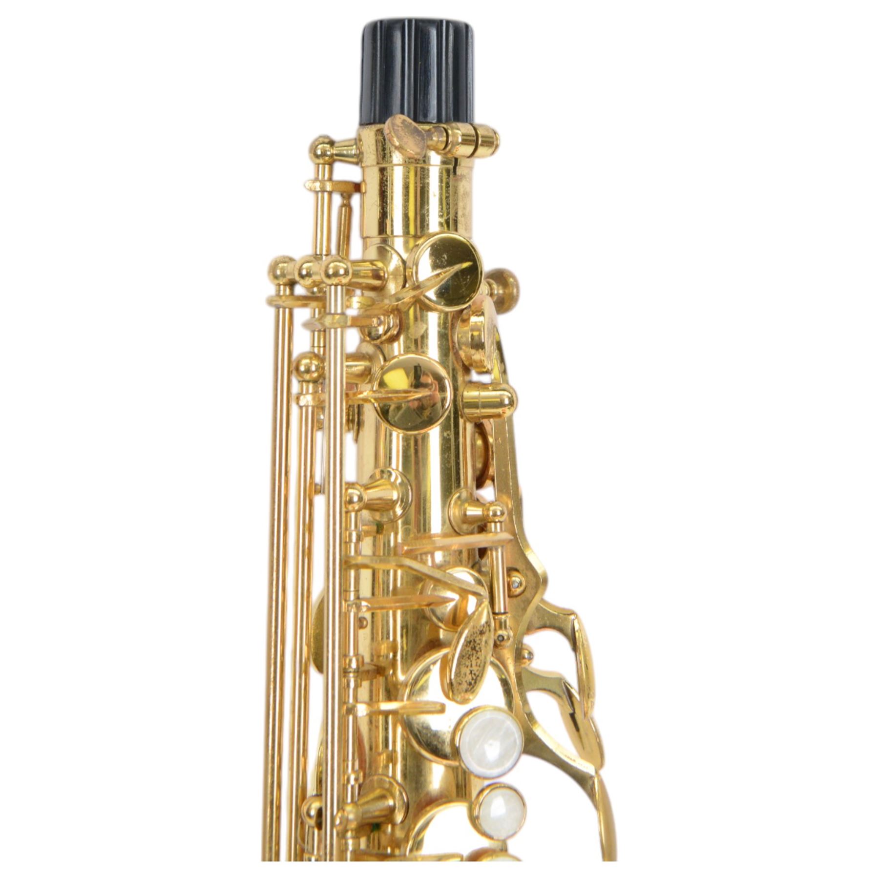 Elkhart series 2 Alto Saxophone- fully ribbed lacquered body and keywork, with mouthpiece, reeds and strap in a velvet lined hard case. 