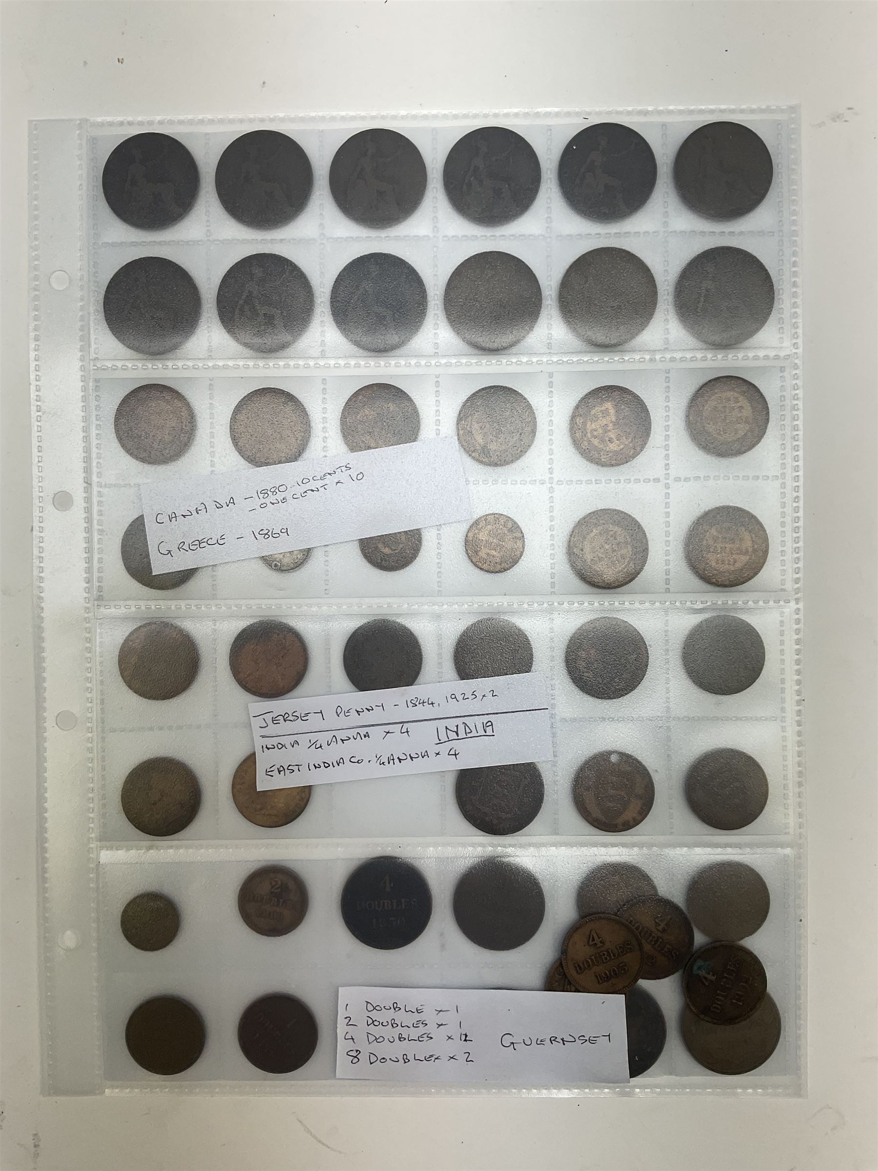 Interesting collection of 18th century and later Commonwealth and international coins, including India, Rhodesia, South Africa, Spain, Italy, Netherlands, Palestine, Russia, canada, Greece, Jersey, Guernsey, Germany, France, etc, including many silver examples