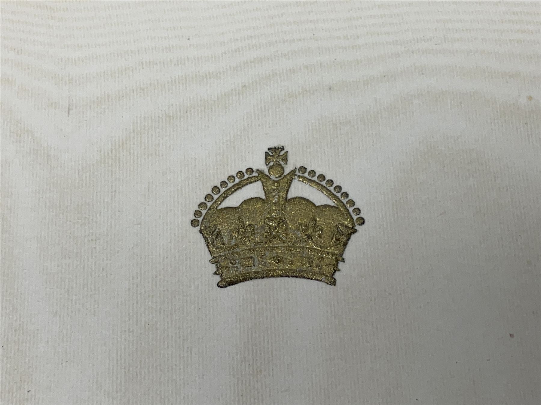 King George VI and Queen Elizabeth - signed 1949 Christmas card with gilt embossed crown to cover, black and white photograph to the interior, of The King and Queen riding in an open carriage to their Silver Wedding Celebration, signed 'George R. Elizabeth R.'