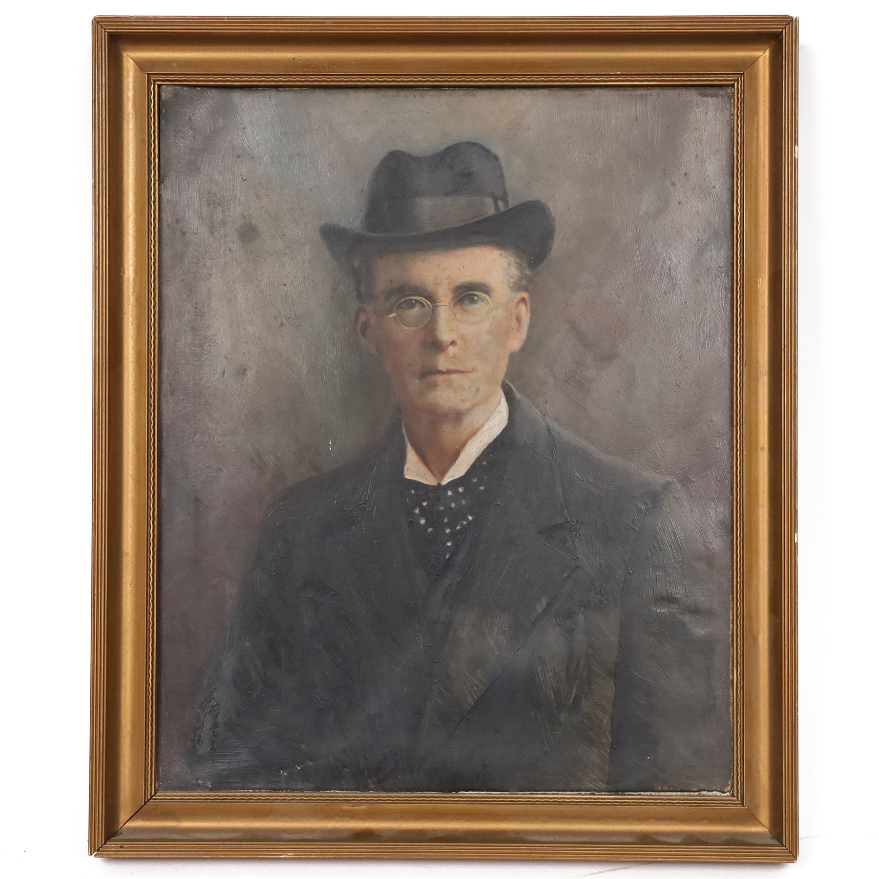 Oliver Francois Xavier Sarony (Canadian 1820-1879): Portrait of a Man, photograph overpainted in oils, with Sarony Scarborough studio label verso, 30cm x 25cm