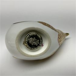 Royal Crown Derby paperweight in the form of a wren, with a gold stopper, H6cm