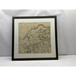 Thomas Jeffreys (British c.1710-1771): 'The Environs of North Allerton, Yaram, Stokesley and Gisborough, engraved map with hand-colouring pub. according to act of Parliament 1772, 57cm x 59cm