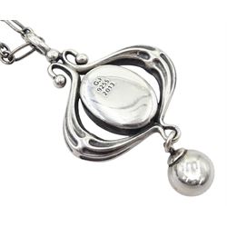 Georg Jensen 2013 Heritage Collection silver lapis lazuli pendant necklace, stamped, boxed 