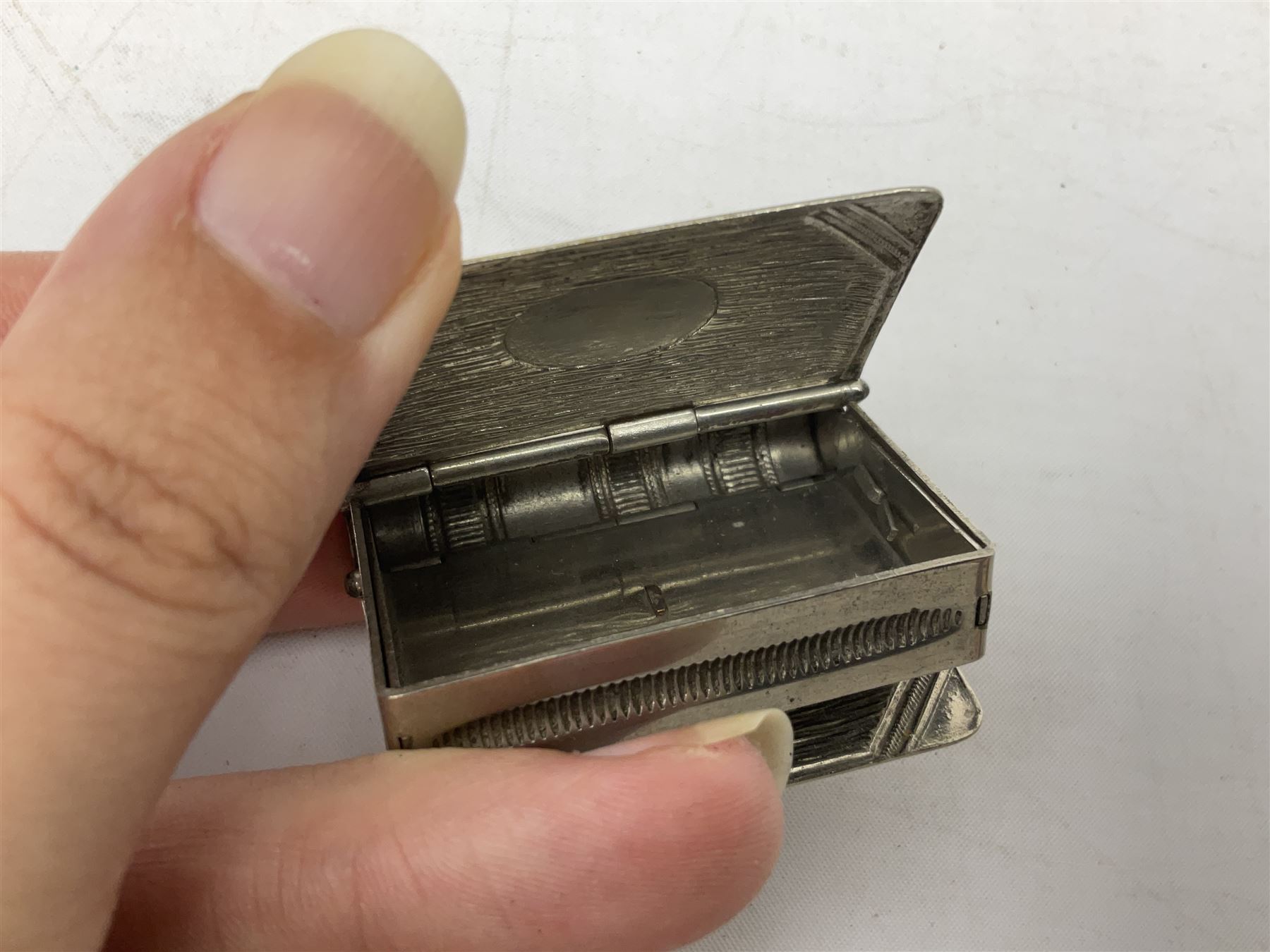 Edwardian silver plated combination vesta case and stamp