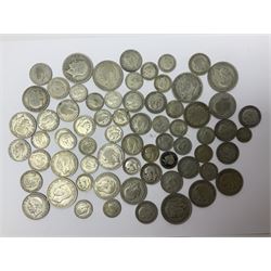 Approximately 400 grams of Great British pre 1947 silver coins, including sixpences, florins etc