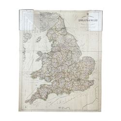 Early 20th century linen backed folding map of England and Wales, published by Geographia Ltd, London   
