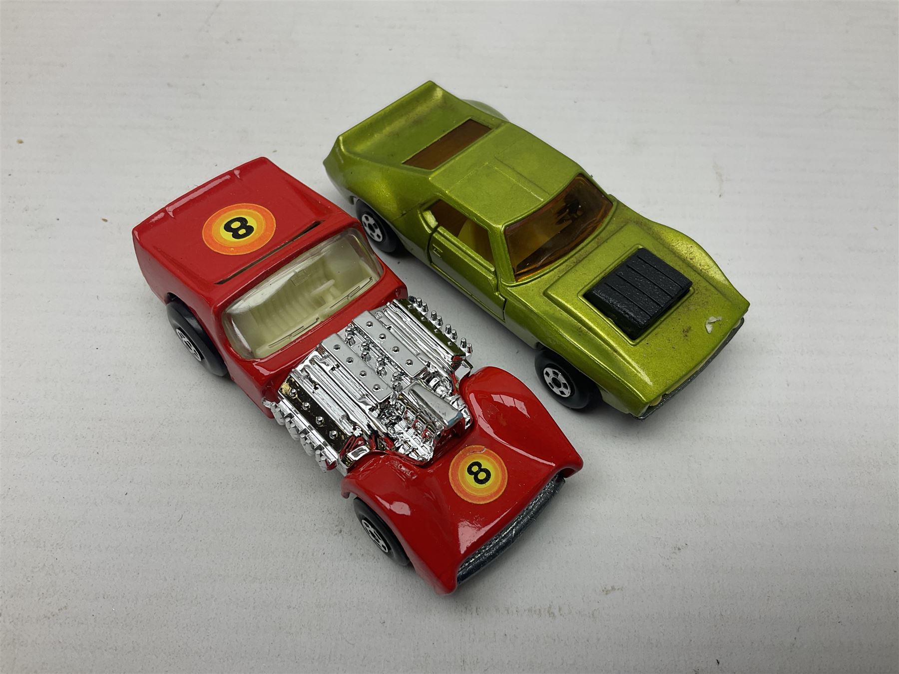 Matchbox 1-75 Series 'Superfast' ex-shop stock - eight models comprising 8f Wildcat Dragster, 9e AMX Javelin, 10e Piston Popper, 13e Baja Buggy, 14d Iso Grifo, 19e Road Dragster, 22d Freeman Intercity Commuter and 23e Volkswagen Camper; all boxed (8)