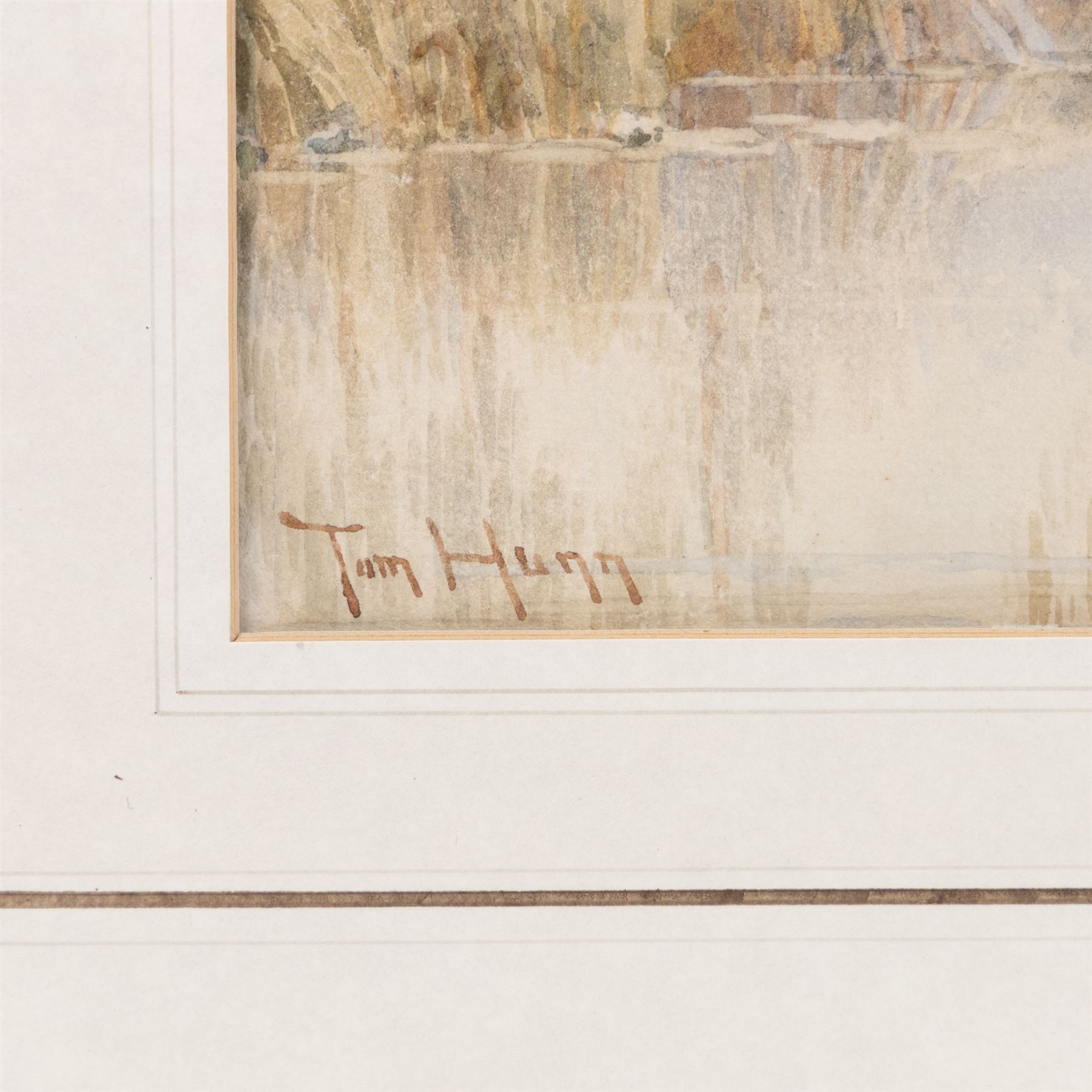 Revd Laurence George Bomford (British 1847-1926): 'On the Teign', watercolour signed titled and dated '80, 34cm x 51cm; Thomas Henry Hunn (British 1857-1928): 'At Goring Church and Mill - Beside the Thames', watercolour signed, titled in a later hand verso 30cm x 49cm (2)